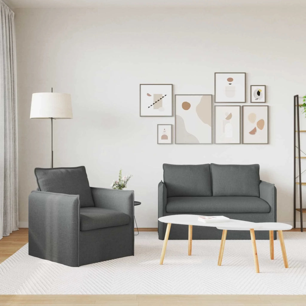 Set di divani 2 pcs Grigio Scuro 136 x 82 x 85 cm Tessuto