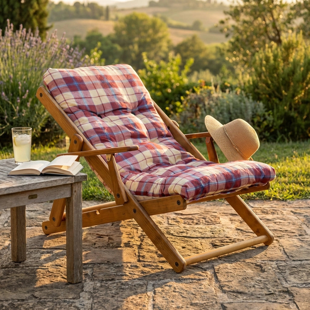 Poltrona Sdraio 3 posizioni con cuscino in Cotone Legno cm 84x60x100 - OZZY