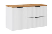 Set mobili bagno 100 cm con piano e mobile con cesto portabiancheria Adel White 100 x 1401 x 46 cm