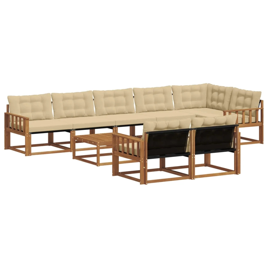 Set di divani da esterno con cuscino 9 pcs Naturale e Beige
