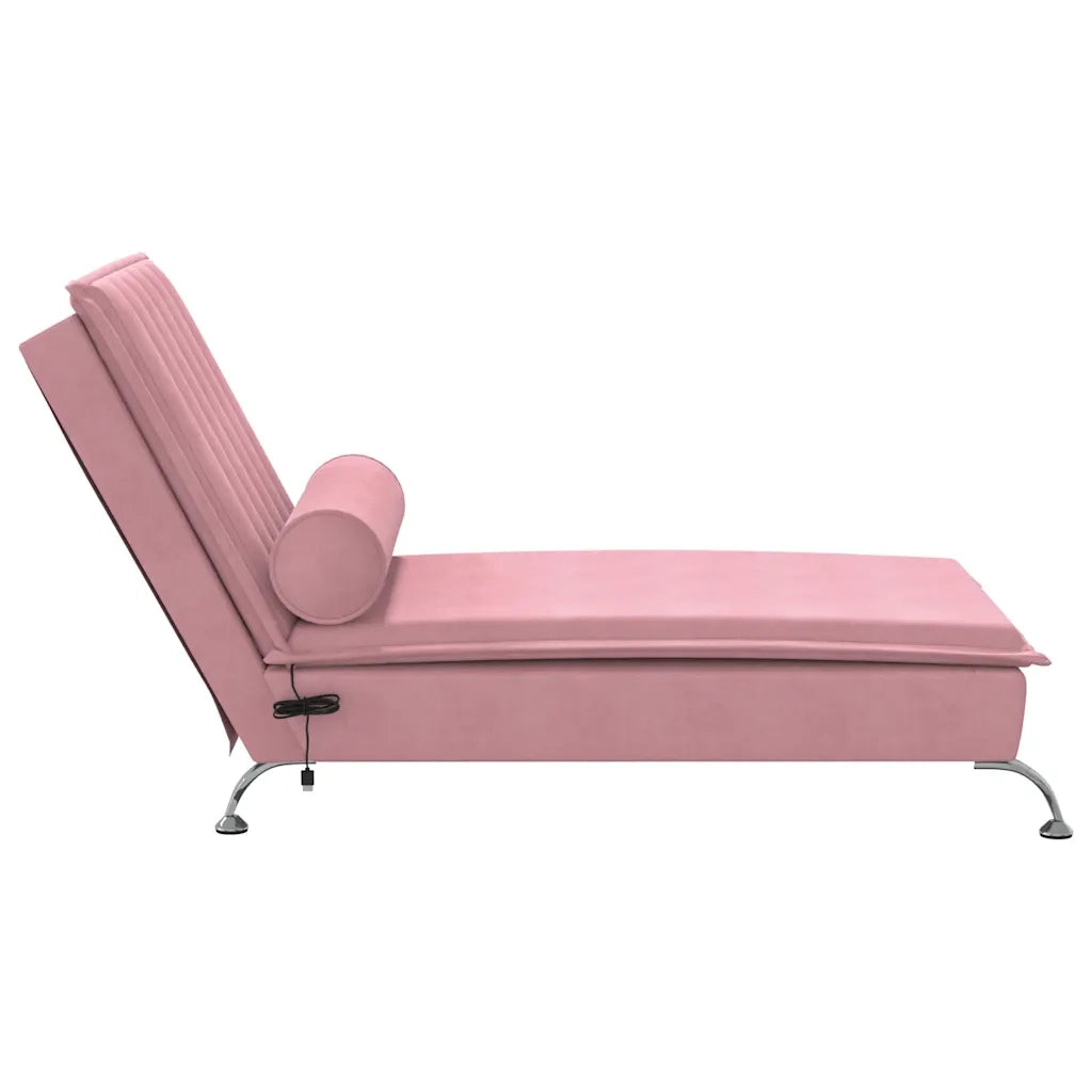 Chaise Longue Massaggi con Cuscino a Rullo Rosso in Velluto CFW8604566