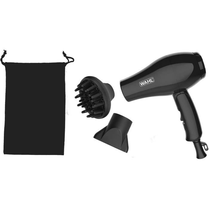 Asciugacapelli da viaggio - WAHL - ASCIUGACAPELLI DA VIAGGIO - 1000 W - 2 velocità - Nero