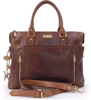 Borsa da Ufficio per Donna - Tote da 16 pollici - Borsa Grande con Spalla - Borsa per Porta Documenti A4 - Modello Adele - Cuoio Marrone