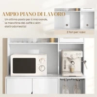 Mobile Dispensa con Portabottiglie, Armadietti, Ripiani e Cassetto, in Truciolato e Legno, 100x38x172 cm, Bianco