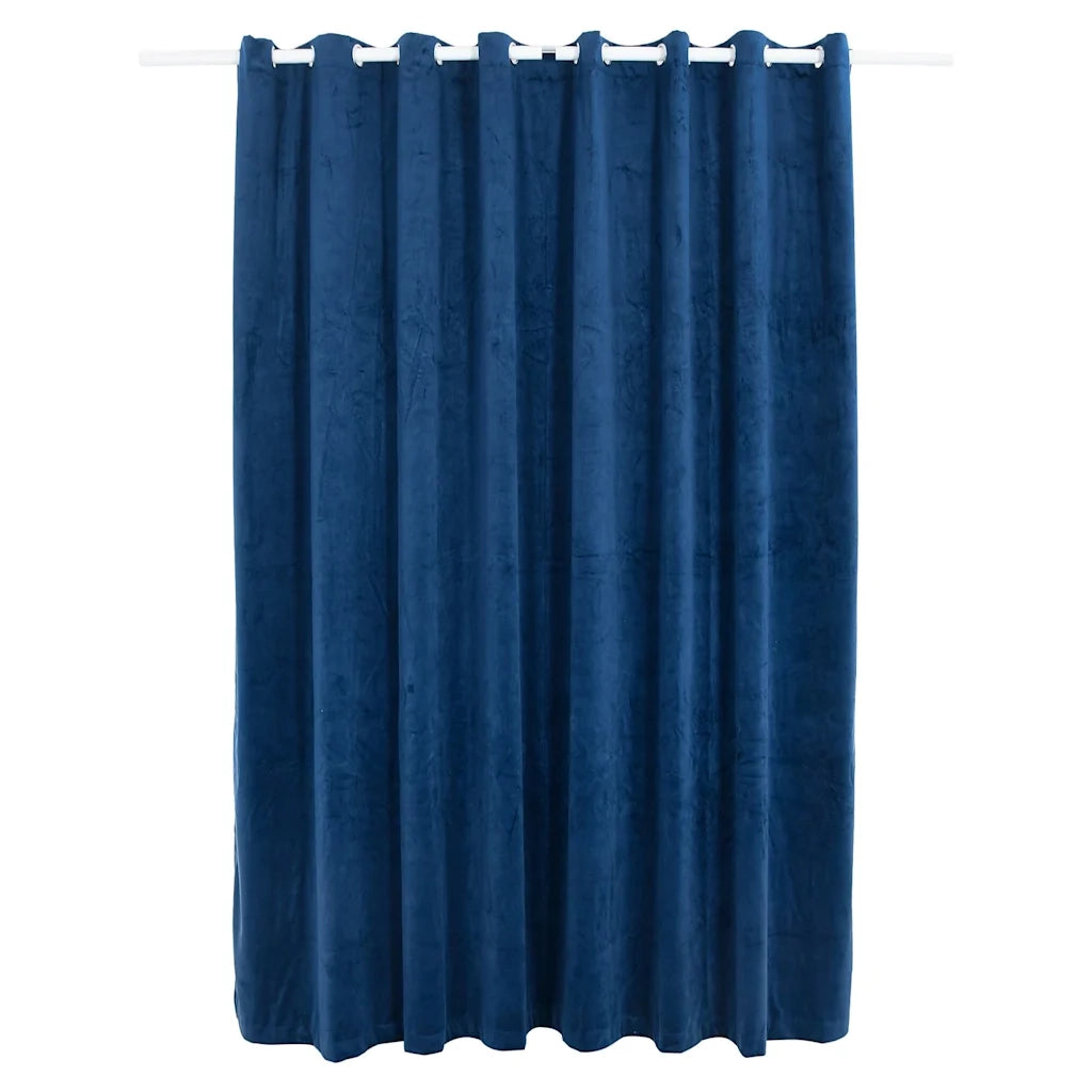 Tenda Oscurante Anelli in Metallo Velluto Blu Scuro 290x245 cm 134531