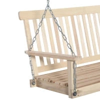 Dondolo per Esterno Sospeso per 2 Persone in Legno e Catene in Metallo, Colore Naturale 119x65x61cm