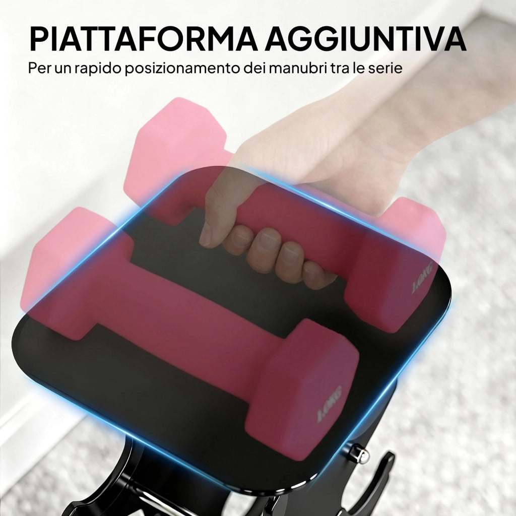 Set 8 Manubri Pesi Esagonali Antiscivolo con Supporto, in Metallo e Plastica, Multicolore