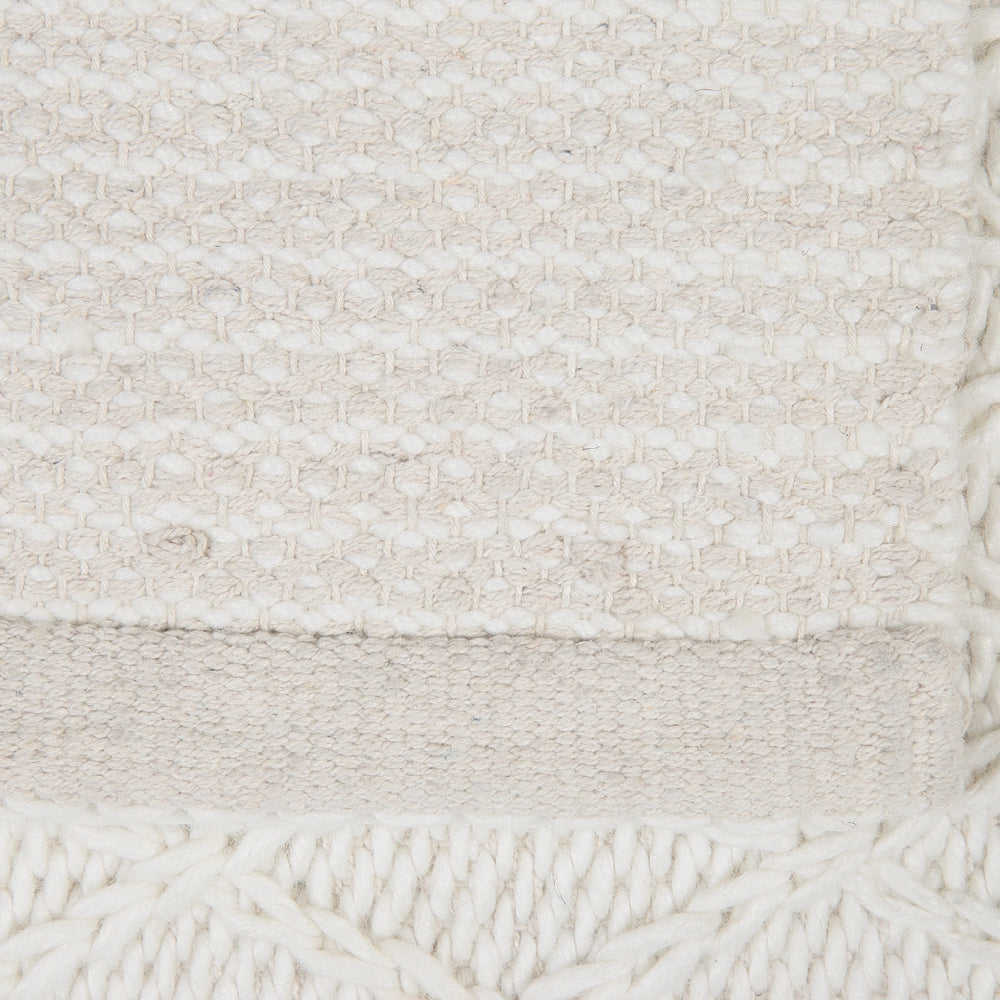 Tappeto in lana bianco sporco con viscosa 140 x 200 cm rettangolare intrecciato a mano Boho
