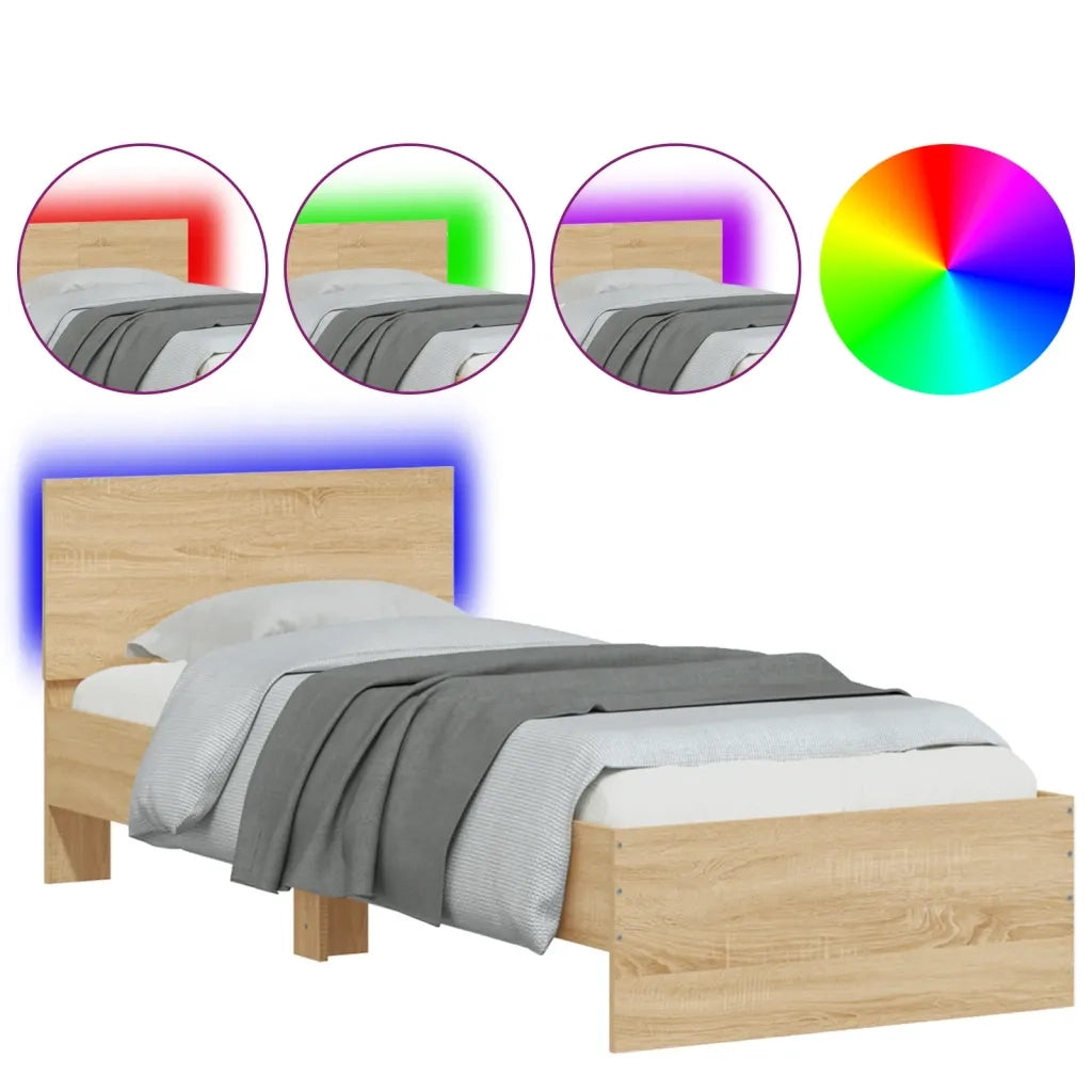 Giroletto con Testiera e LED Rovere Sonoma 90x200 cm 838808