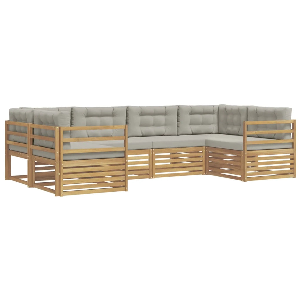 Set di divani da esterno 6 pz Bianco e Grigio Chiaro Poliestere 3391026