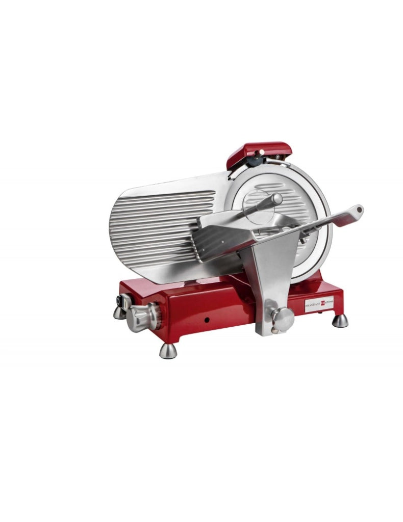 Affettatrice techno collection rossa con affila lama in inox e alluminio