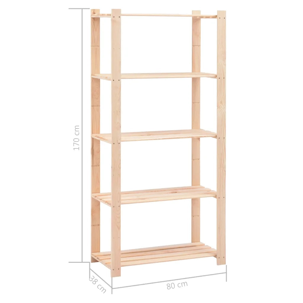 Scaffali a 5 Livelli 2 pz 80x38x170 cm Massello Pino 250 kg 279404