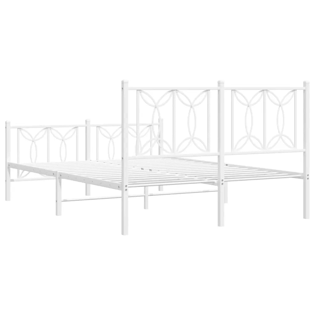 Giroletto con Testiera e Pediera Metallo Bianco 135x190 cm 376194