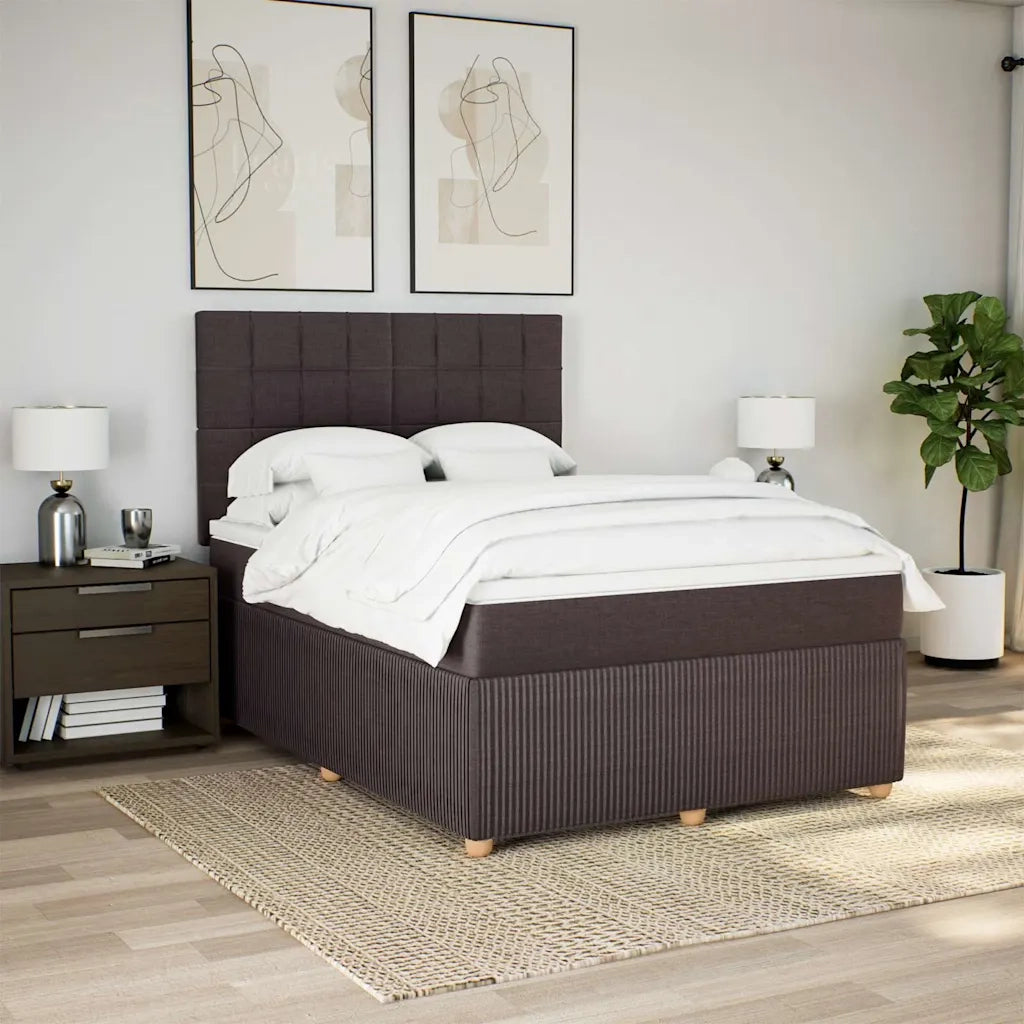 Giroletto a Molle con Materasso Marrone Scuro 140x190cm Tessuto 3294354
