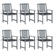 Sedie da Giardino con Cuscini 6 pz in Massello di Acacia Grigie cod mxl 76244