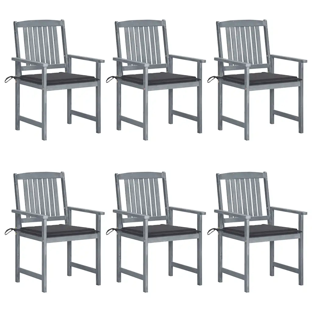Sedie da Giardino con Cuscini 6 pz in Massello di Acacia Grigie cod mxl 76244