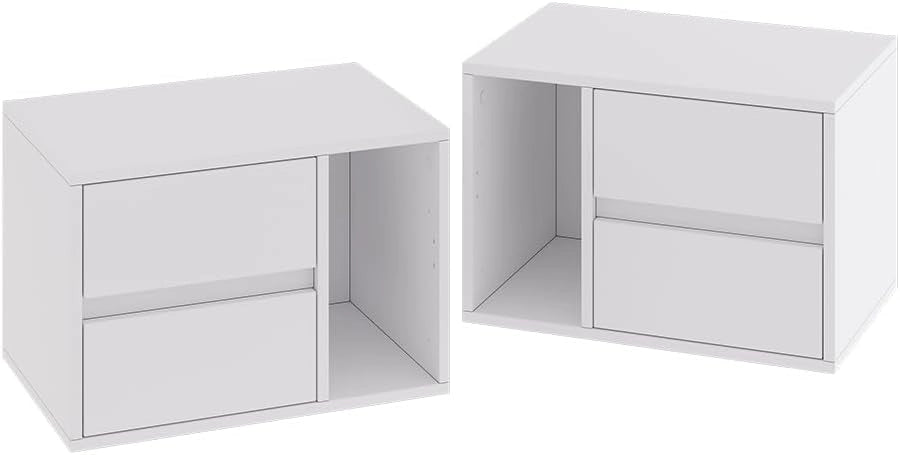 Comodino Vimogo, Bianco, Set di 2