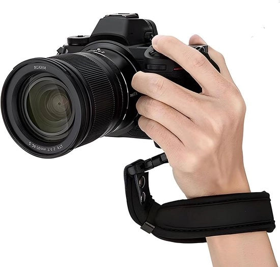 Cinturino di supporto per fotocamera in pelle - Adattabile - Supporto per fotocamera DSLR/SLR - Nero - Unico modello