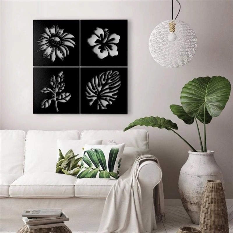 CORNICE DECORATIVA NATURA IN METALLO NERO 40X40 CM