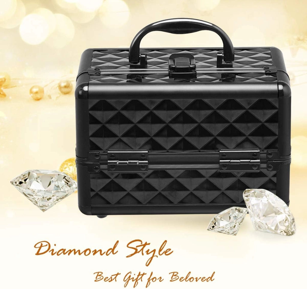 Valigetta per Cosmetici, Scatola Trucchi Professionale, Valigetta per Trucchi, con Specchio, Beauty Case, Pieghevole e Portatile, 23 x 15 x 18 cm
