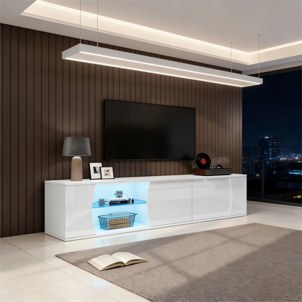 Cassettiera per TV Bianca in Truciolare Lunghezza 180 cm