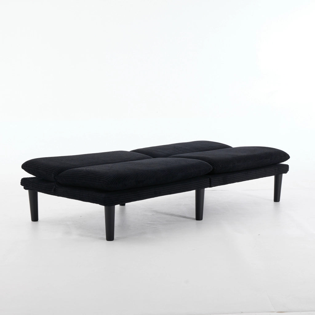 Divano 2 Posti Reclinabile ¨C MINIMAL ¨C Velluto Nero, Struttura in Legno, 106-140-180¡ã