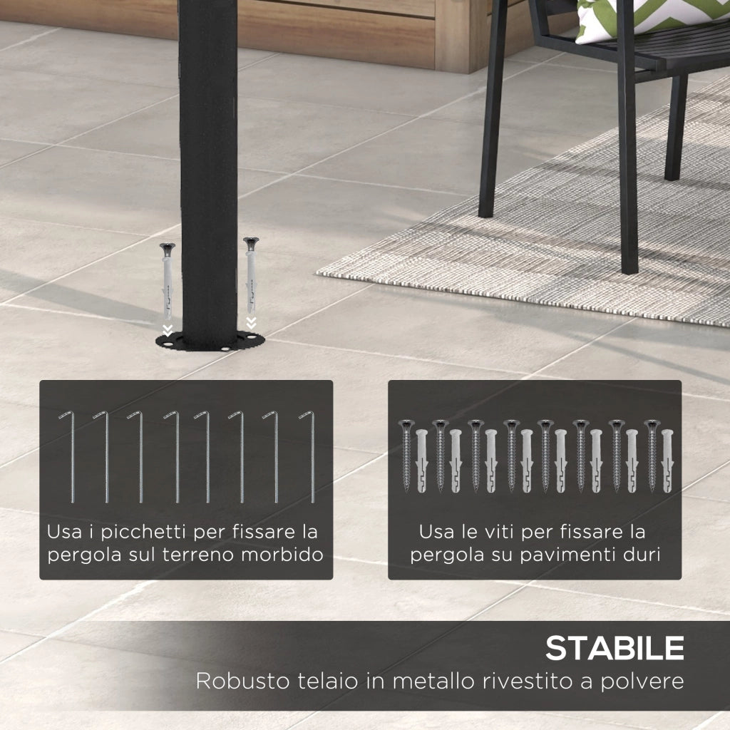 Gazebo Pergola ¨C zephmum ¨C Grigio Scuro Metallo Poliestere 400x296x262 cm