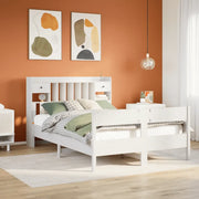 Letto Libreria senza Materasso-Struttura Letto con contenitore Bianco 150x200 cm Legno di Pino 268669