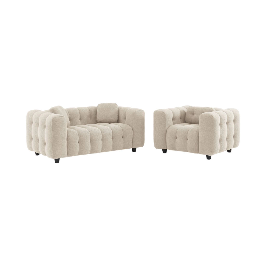 Divano in bouclé testurizzato, 2 posti, beige