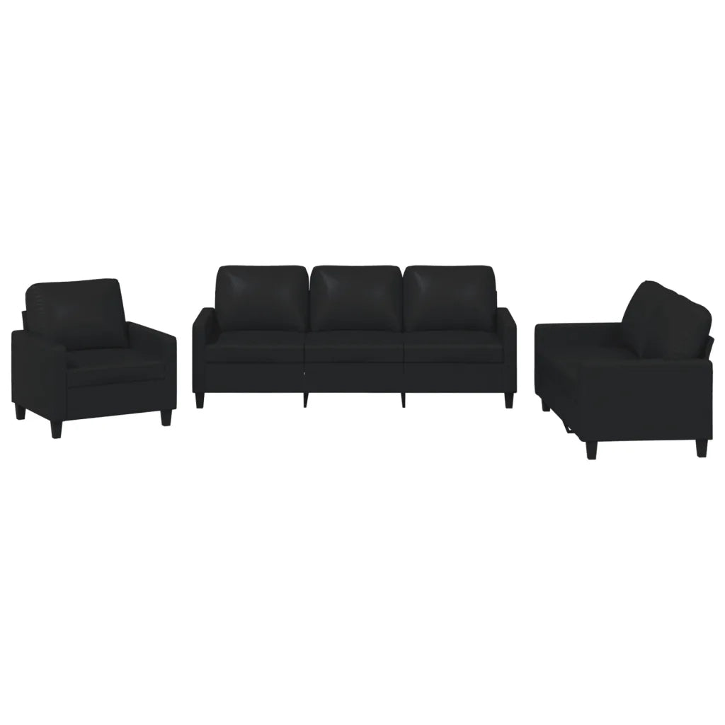 Set di Divani 3 pz con Cuscini Nero in Similpelle 3201398