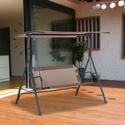 Dondolo Da Giardino A Due Posti Con Tettuccio Marrone Metallo 172 X 110 X 155 Cm