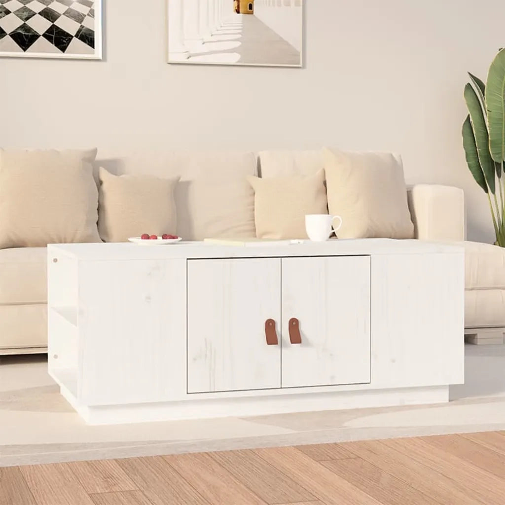 Tavolino da Salotto-Tavolino da soggiorno-Tavolo Bianco 100x50x41 cm Legno Massello di Pino 575273