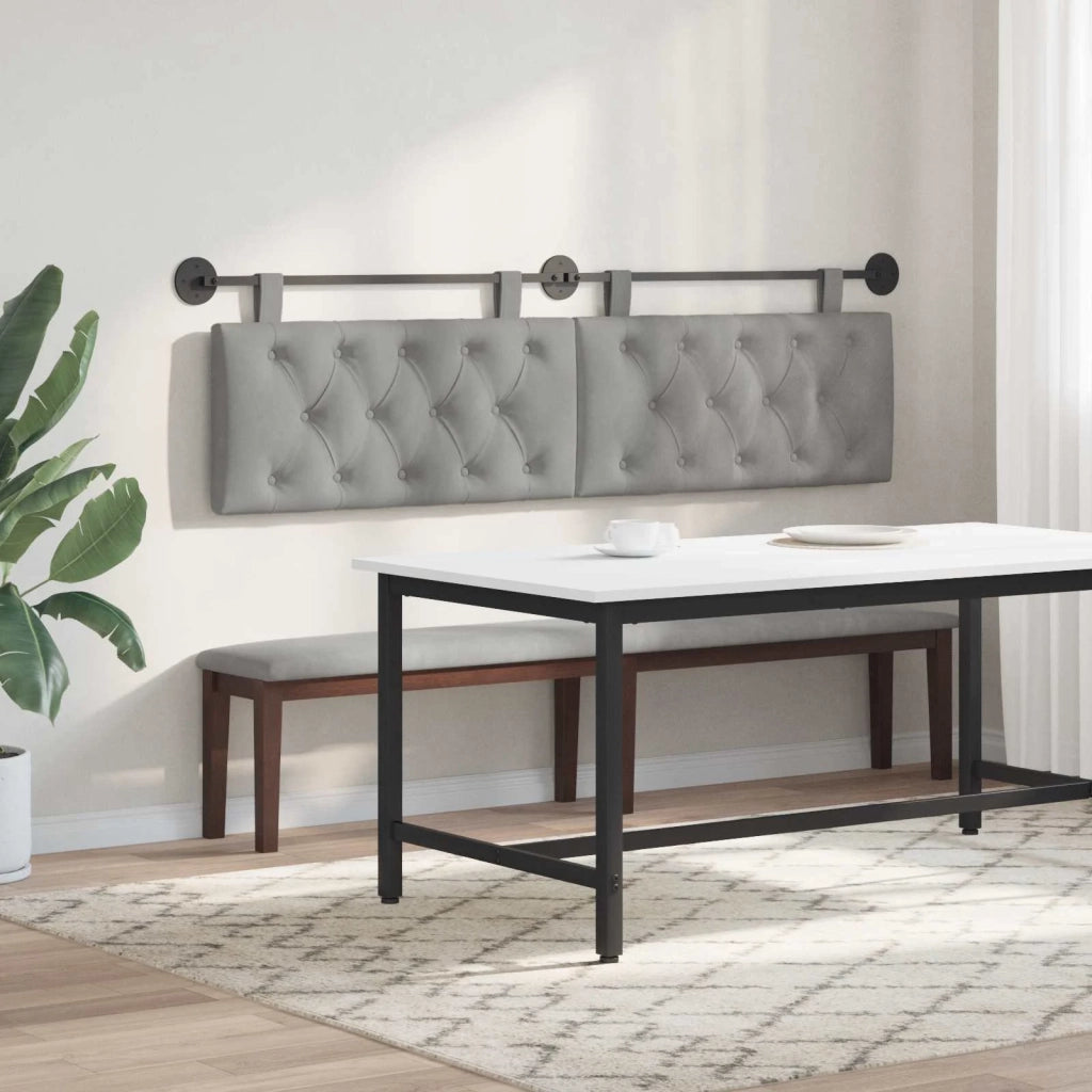 Testiera sospesa Con luce LED Grigio Chiaro Velluto