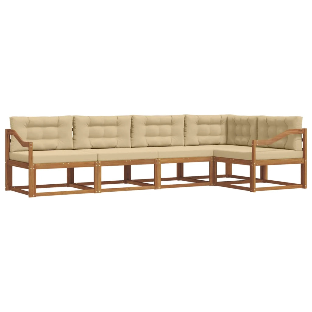 Set di divani da esterno con cuscino 5 pcs Naturale e Beige