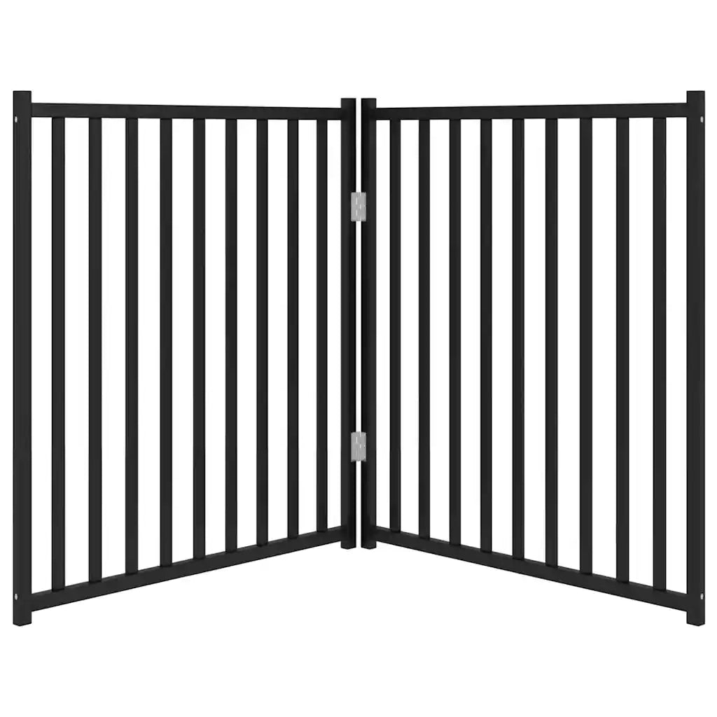 Cancello Cani Pieghevole 2 Pannelli Nero 160 cm Massello Abete 352290