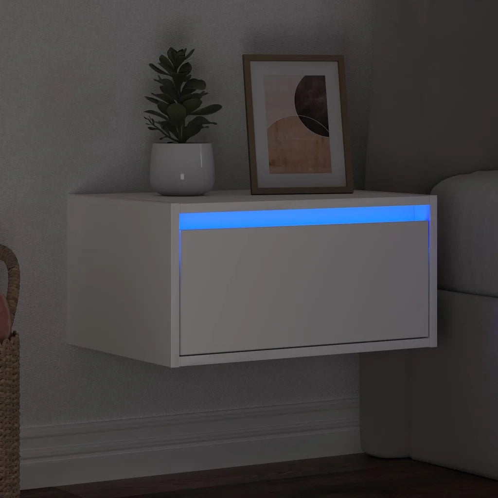 Comodino a Parete con Luci LED Bianco 860211