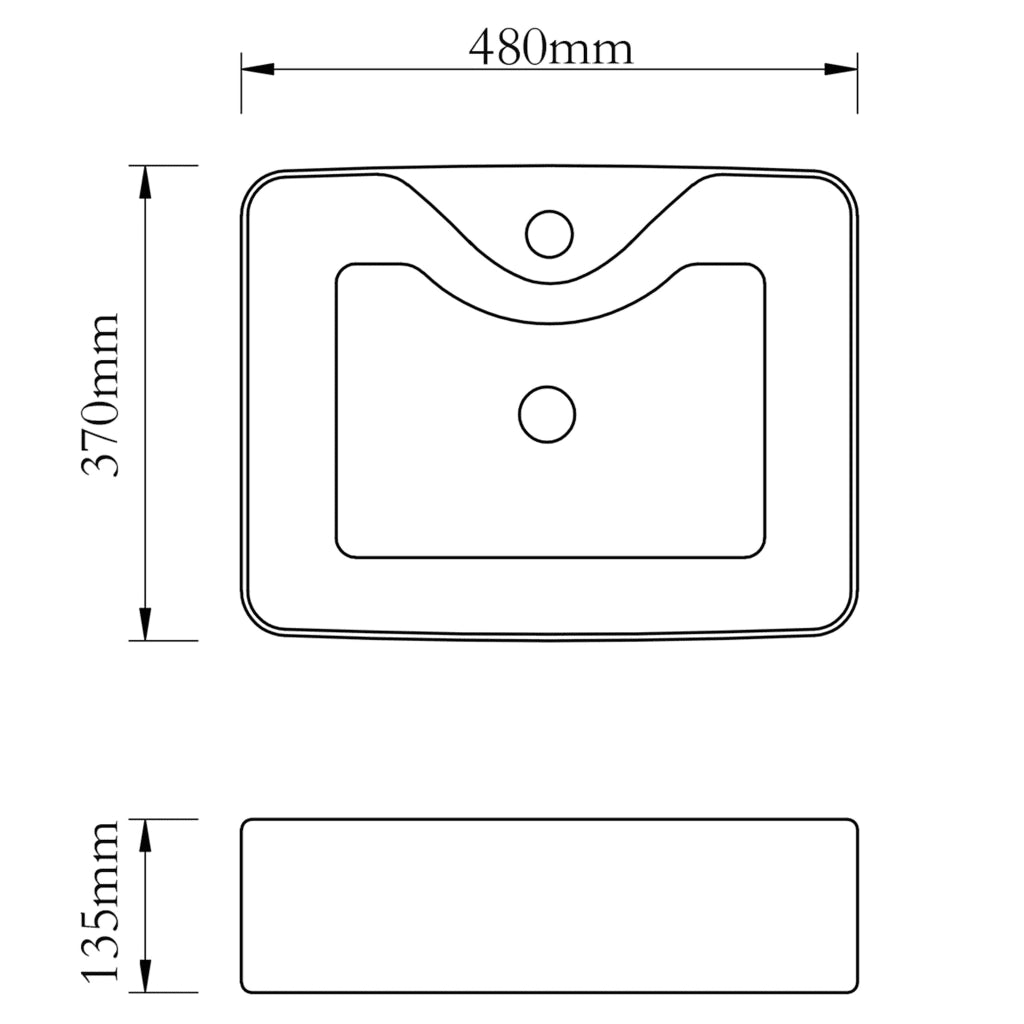 Lavandino Bagno in Ceramica Bianca Quadrato con Foro per Rubinetto CFW6170038