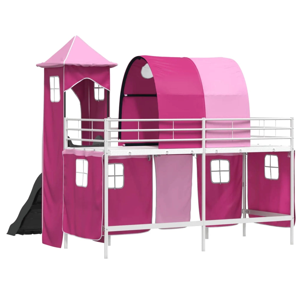 Struttura del letto loft per bambini Bianco e Rosa 100 x 190 cm