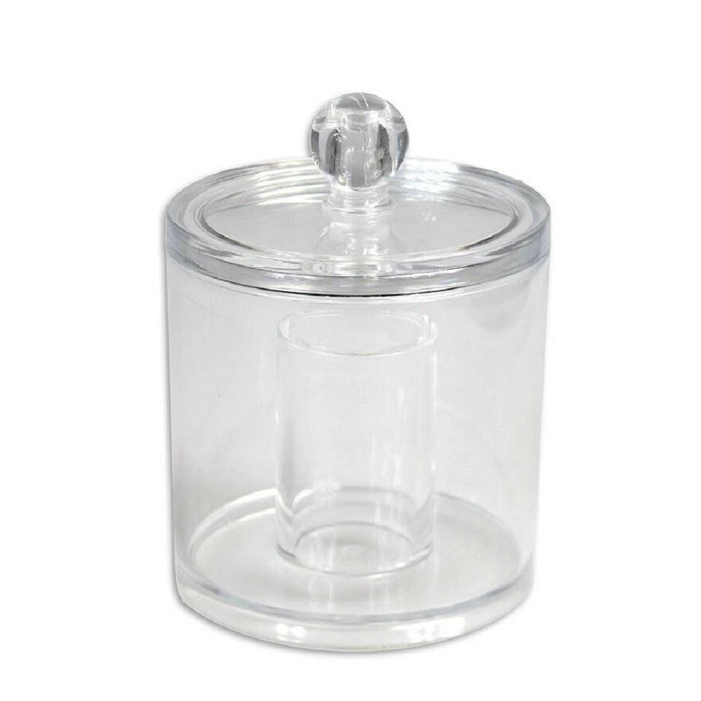Trade Shop - Contenitore Rotondo Cotton Fioc Ovatta Make Up 2 Scomparti Organizer Bagno 10238 -