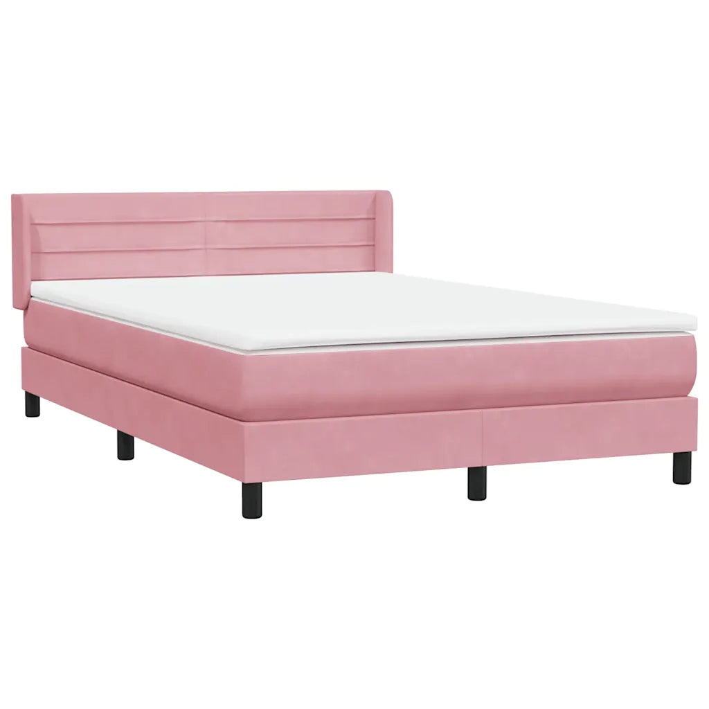 Giroletto a Molle con Materasso Rosa 140x210 cm in Velluto 3318200