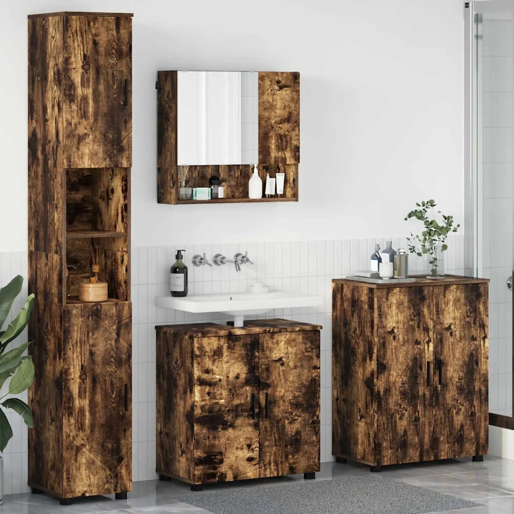 Set di mobili per il bagno Montaggio a parete 4 pcs Rovere fumé 3393008