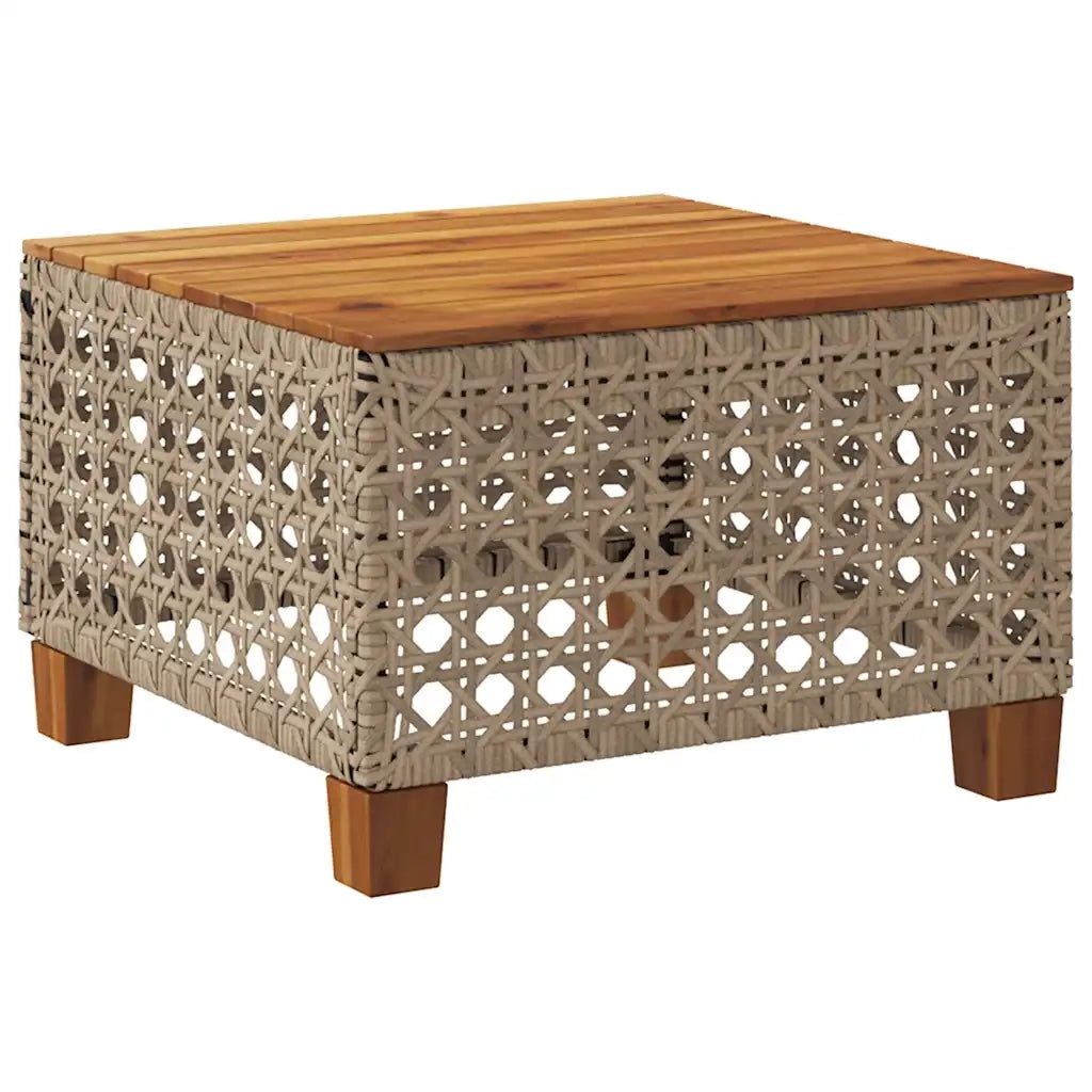Tavolo da Giardino Beige 55x55x36 cm Polyrattan e Legno Acacia 365931
