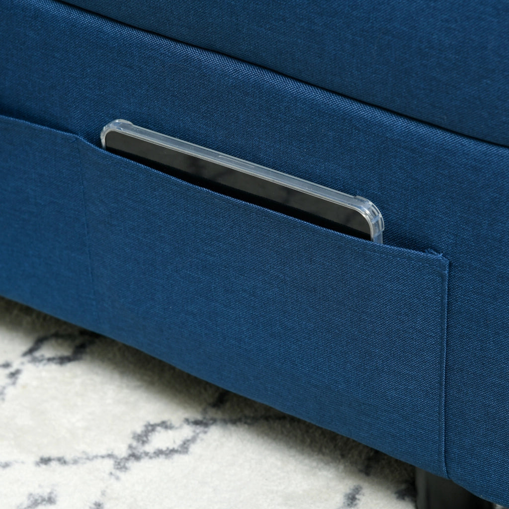 Letto Pieghevole Poltrona con Cuscino e Rotelle ¨C Zephmum ¨C Blu