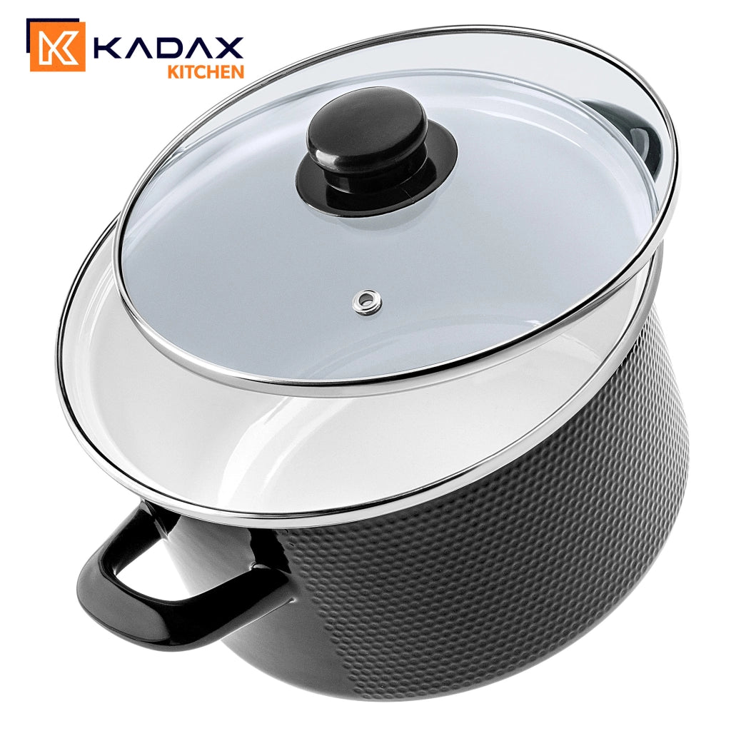 Set di pentole smaltate KADAX 8-El per piani cottura a gas e induzione, tradizionali con coperchio