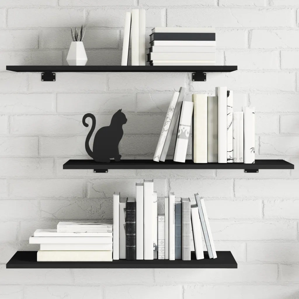 Ripiani per Libreria 4pz Neri 80x30x1,5cm in Legno Multistrato 805316