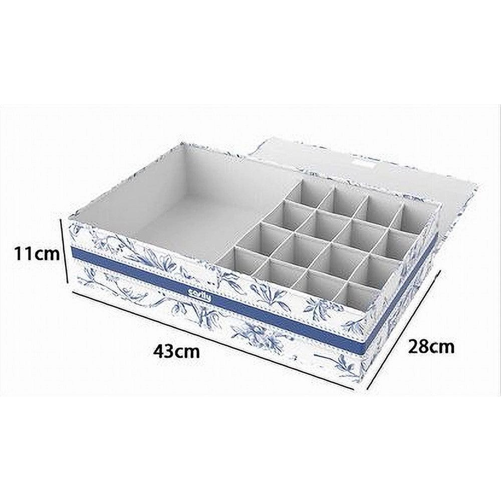 Trade Shop - Organizer Armadio 16 + 1 Scomparti Scatola Salvaspazio 43x28x11cm Fantasia 87325 -