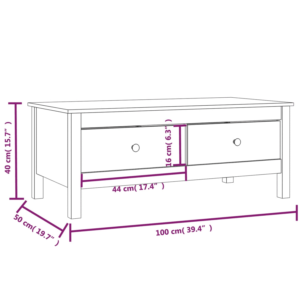 Tavolino da Salotto ambra 100x50x40 cm Legno Massello di Pino 814607