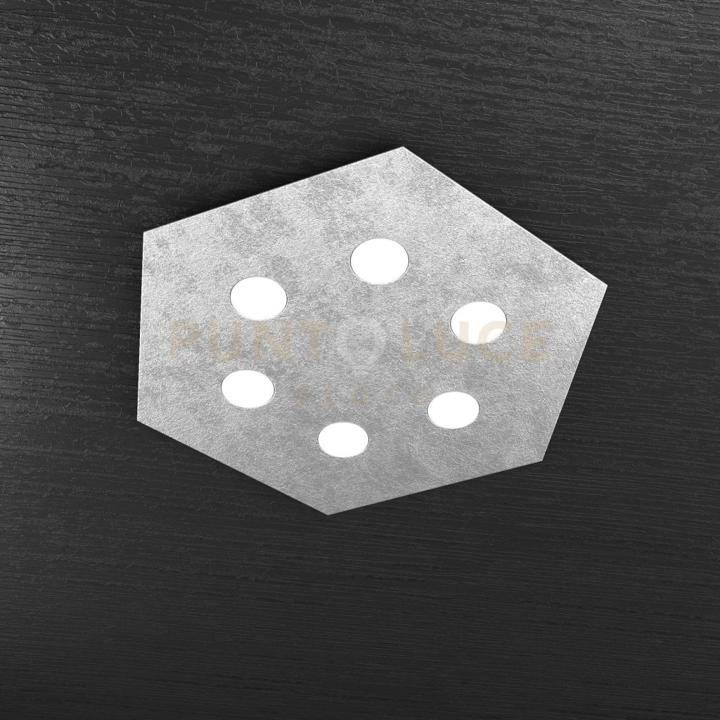 EXAGON PLAFONIERA 6 LUCI FOGLIA ARGENTO 1142-PG-FA