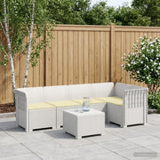 Divano da Giardino 5 Posti con Cuscini Stile Rattan PP Bianco 3444078