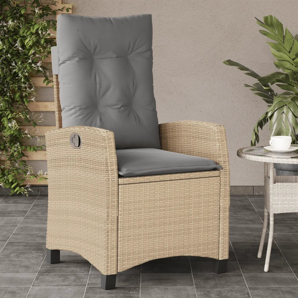 Sedia Reclinabile Giardino | Sedie da Esterno con Cuscini Beige Misto Polyrattan